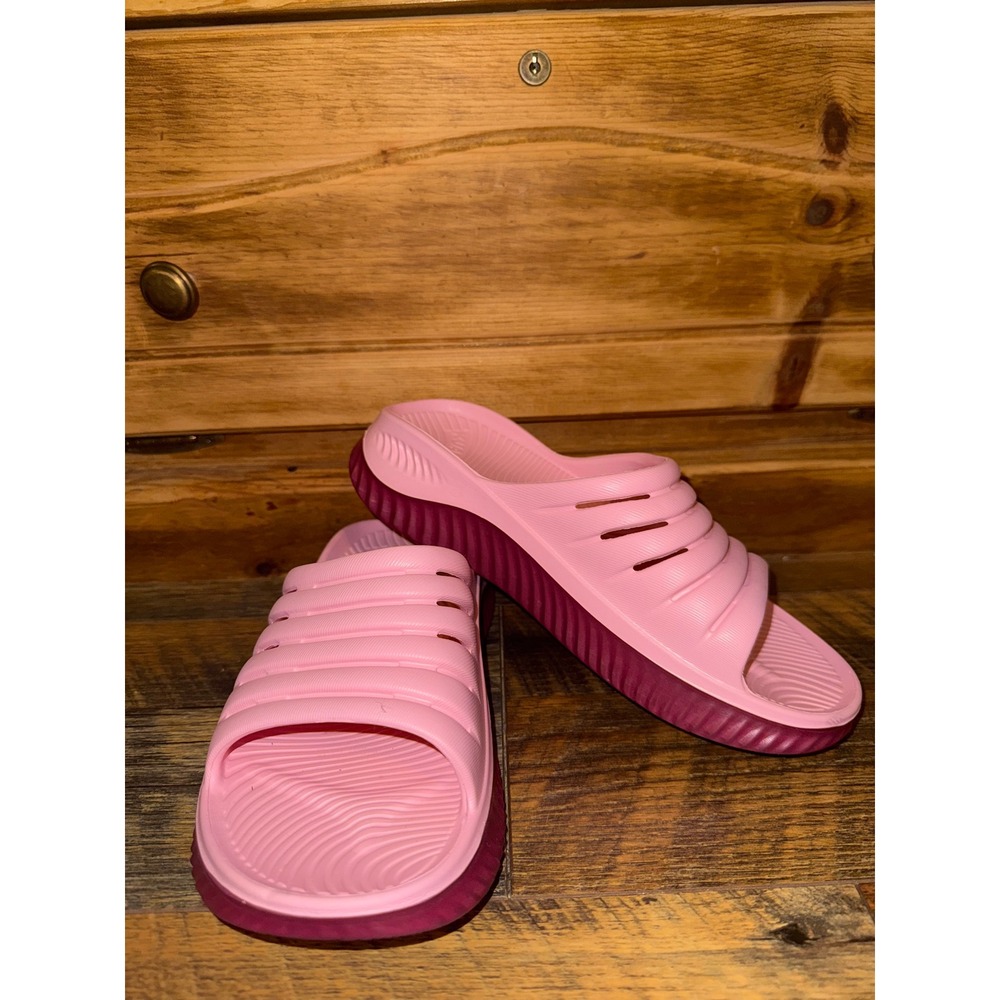 KUAILU Women Pink Platform Recovery Slide Sandals Size 8 Sporty Comfort